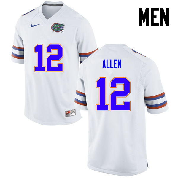 Men Florida Gators #12 Jake Allen College Football Jerseys-White